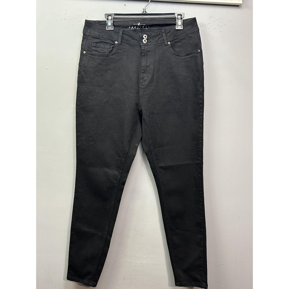 Ashley‎ Stewart Jeans Womens 14 Regular Black Fearless Skinny Stretch High Rise